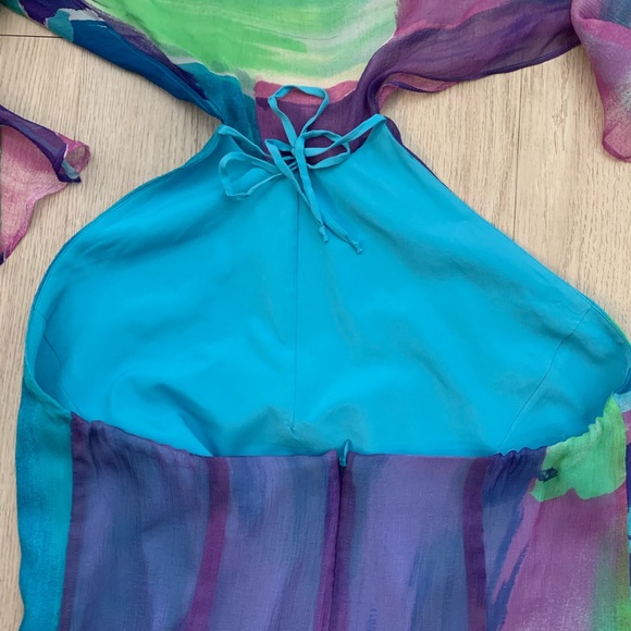 MaxMara Italy 100% silk watercolor dress 10 - Picture 7 of 8